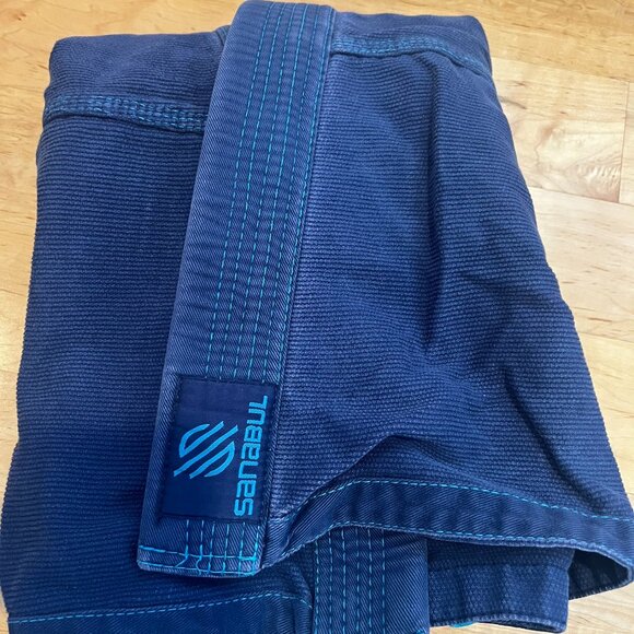 Sanabul 100% Cotton Essential Jiu Jitsu BJJ Gi - Navy w/ Blue Accents - A0 - Picture 2 of 4